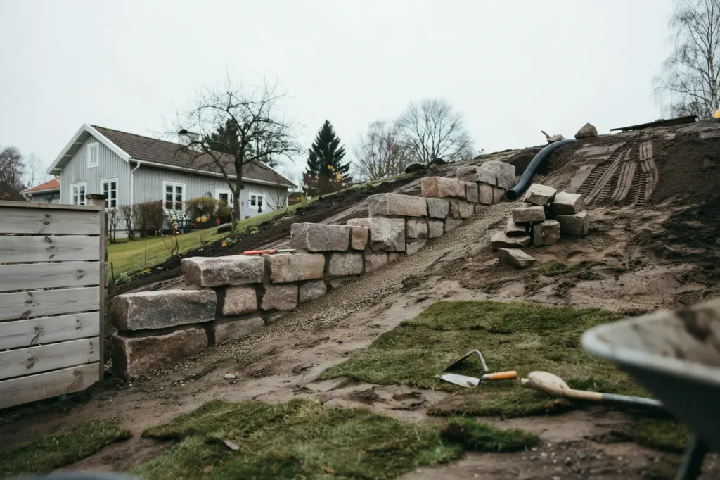 st dmur i sl nt p villatomten r tt markarbete dr nering och vanliga misstag att undvika