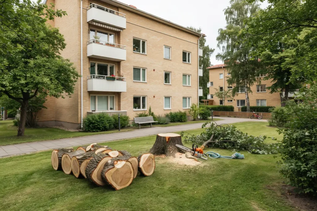 s ker sektionsf llning av risktr d vid bostadsg rd i husby kista
