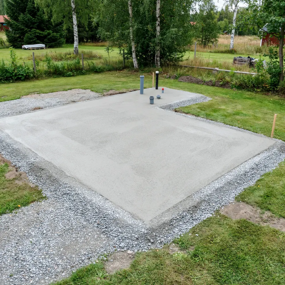 anlagga husgrund gjutning betongplatta kista stockholm